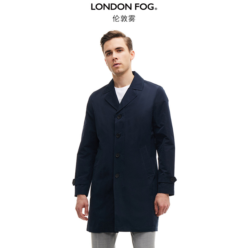 LONDON FOG/伦敦雾男士中长风衣春季薄款翻领商务百搭显瘦外套男