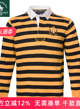 圣大保罗专柜品质春秋款休闲男装全棉条纹长袖T恤中年款PS15KT117