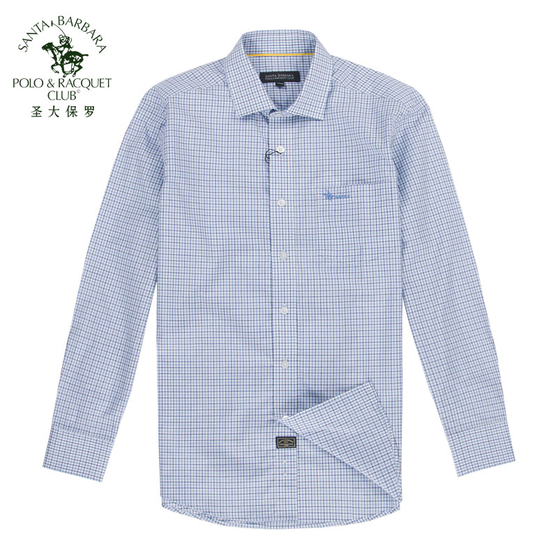 圣大保罗专柜品质POLO男春夏商务休闲棉制大码长袖衬衫PS12WH024