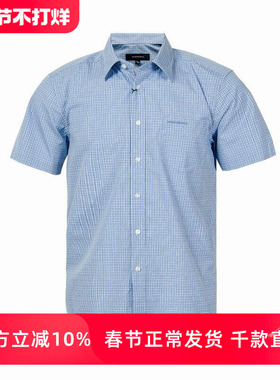 LONDON FOG/伦敦雾品质男装夏商务衬衣棉质格子短袖衬衫LS13WH115