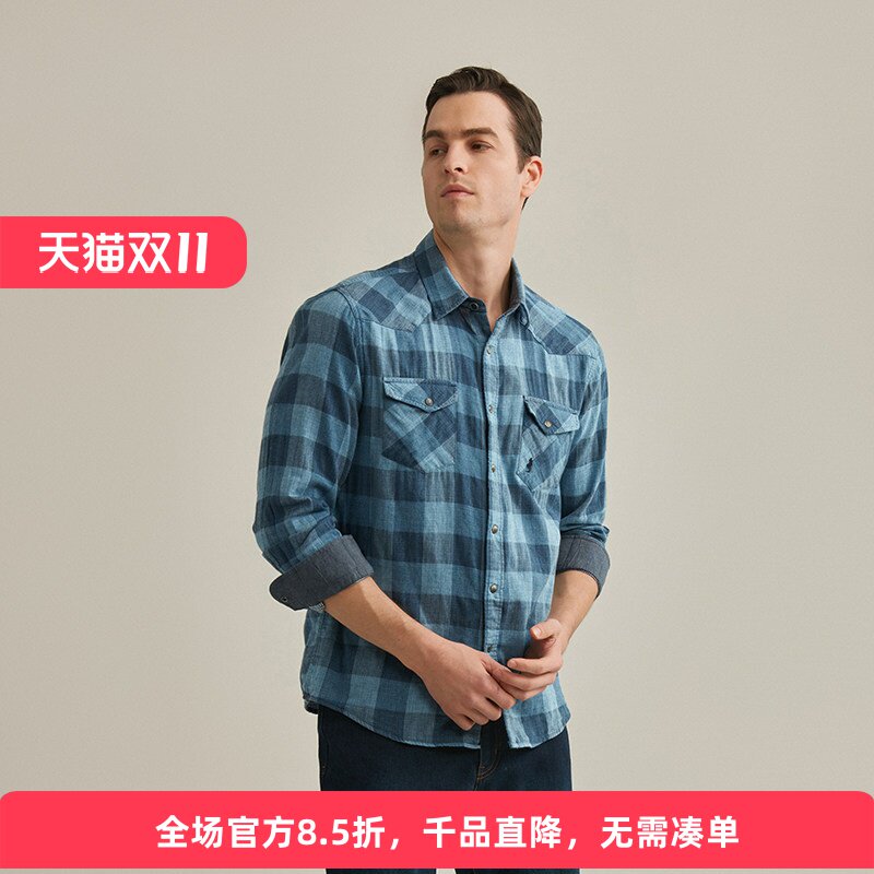 长袖衬衫男MCS休闲复古