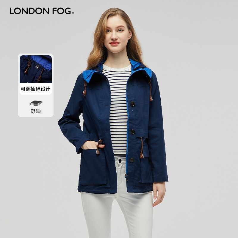 LONDONFOG中长款可脱帽外套女