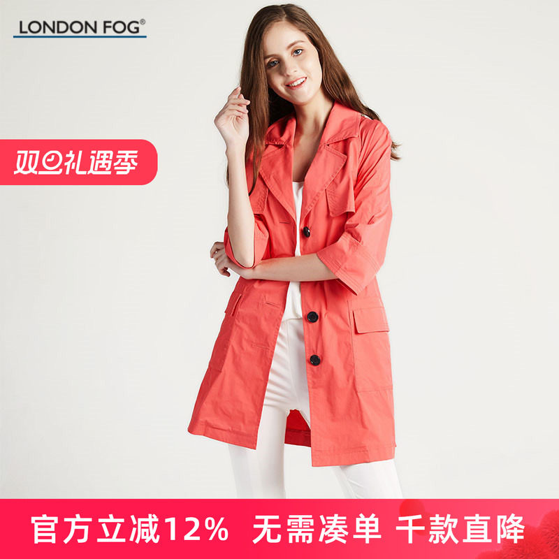 LONDON FOG/伦敦雾女装春夏薄款中长商务休闲单风衣英伦派克外套