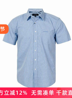 LONDON FOG/伦敦雾品质男装夏商务衬衣棉质格子短袖衬衫LS13WH115