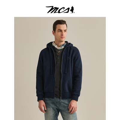 MCS万宝路纯棉开衫卫衣男装春秋款外套宽松休闲男士夹克男装上衣