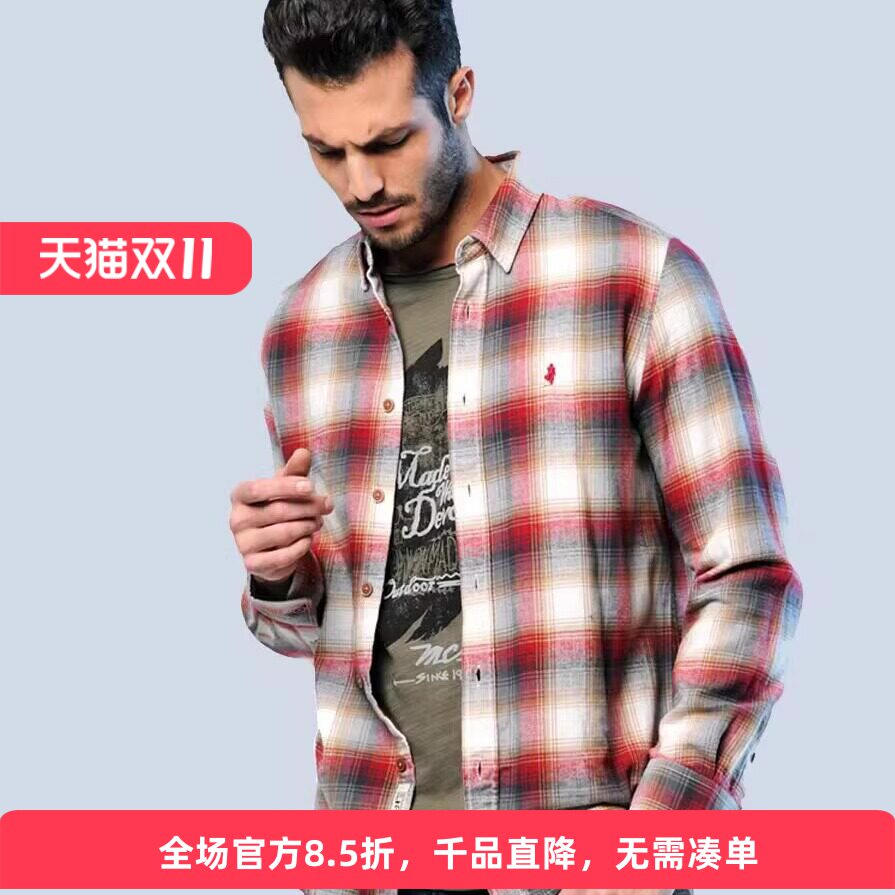 MCS翻领长袖美式复古衬衫男