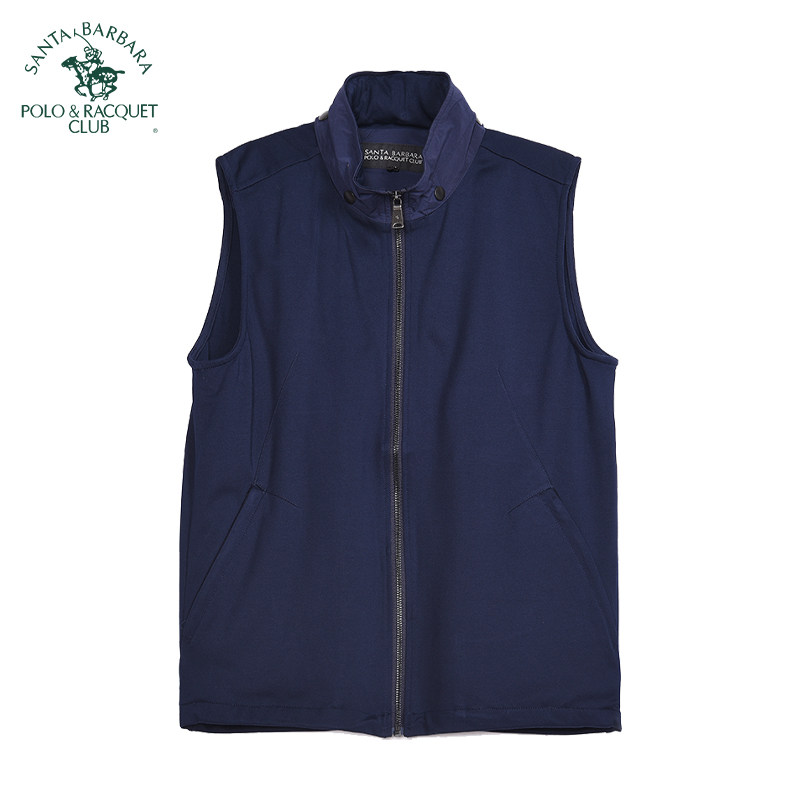 圣大保罗男装立领春夏薄款无袖坎肩背心马甲休闲无袖外套男士马夹