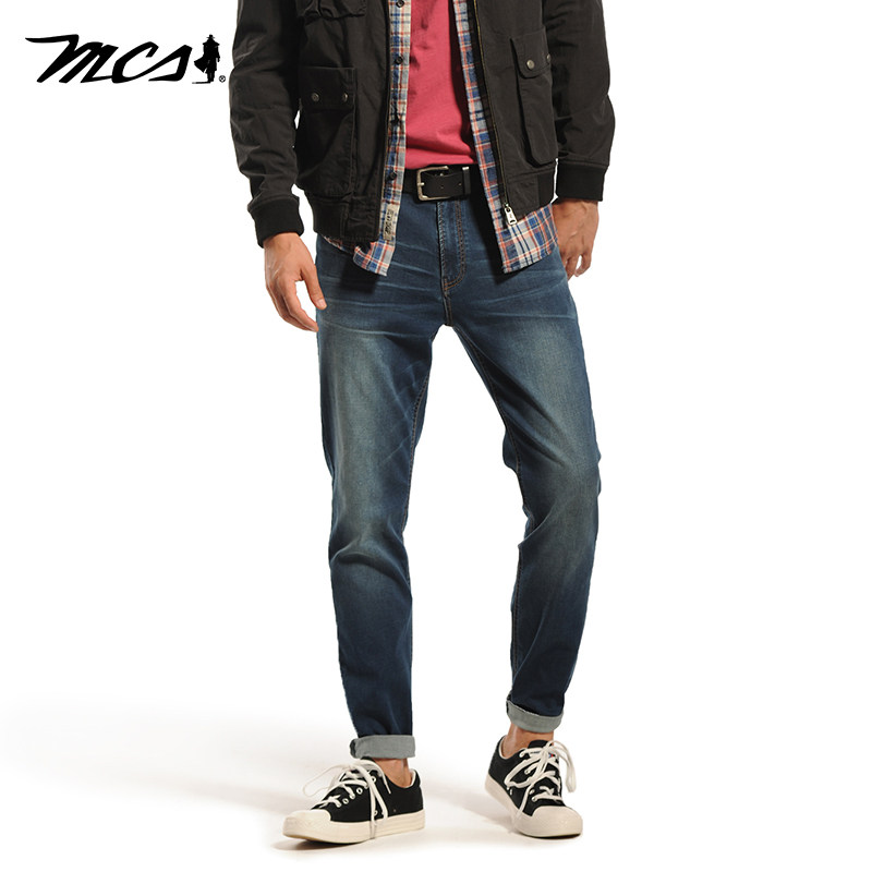 MCS万宝路男装春春款微弹透气牛仔裤男士中年简约百搭休闲长裤子