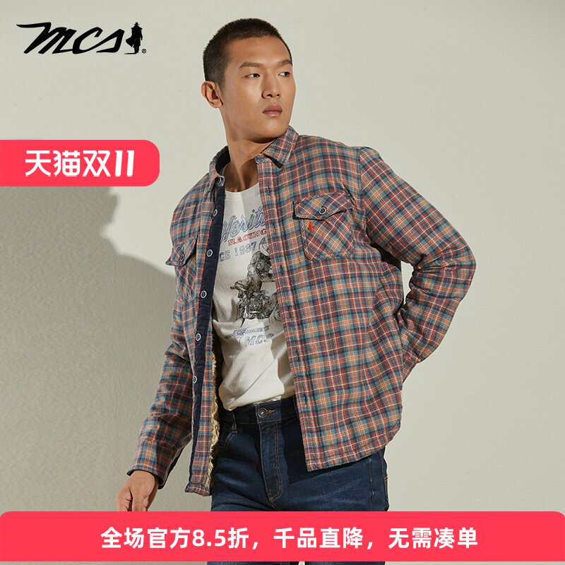 MCS厚款冬衬衫款棉服男