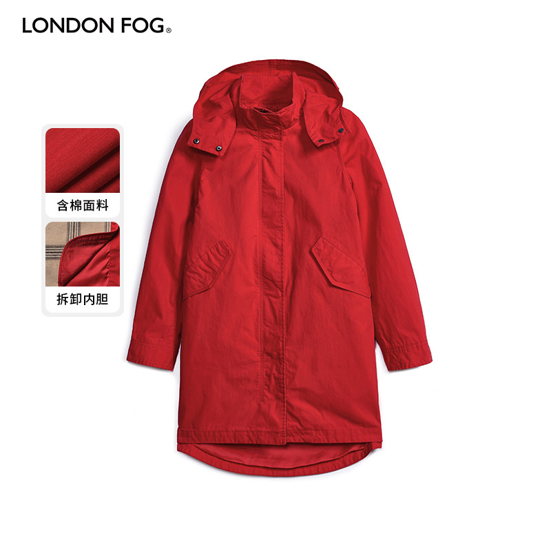 LONDONFOG中长款可脱内胆风衣女