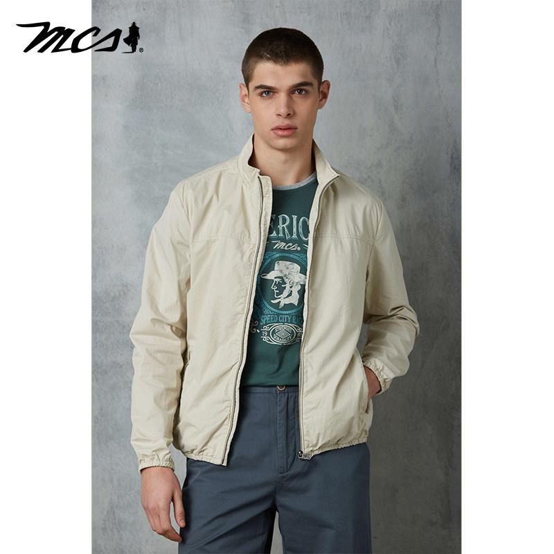 MCS男装专柜正品秋季款男士立领休闲夹克洗水中年单外套CS18WJ006