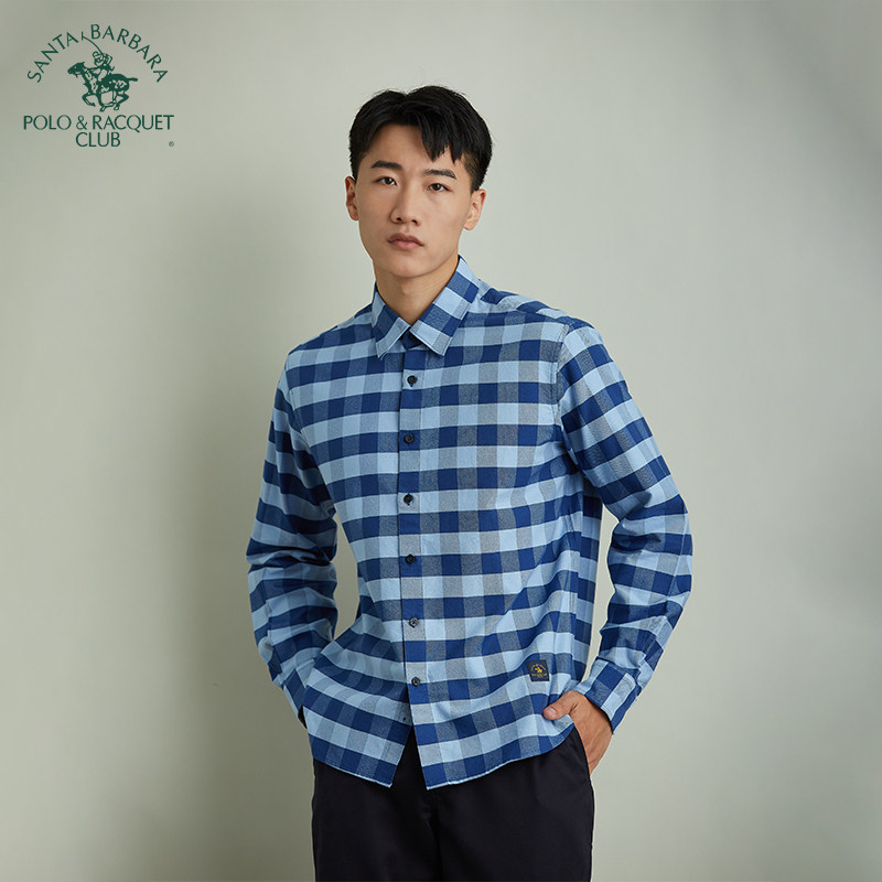 圣大保罗男士新款纯棉格子