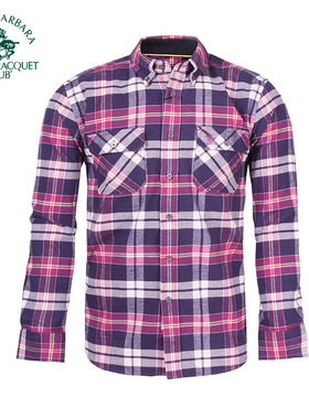 圣大保罗男装格子大码商务休闲长袖衬衫秋冬款棉制衬衣 PW12WH032