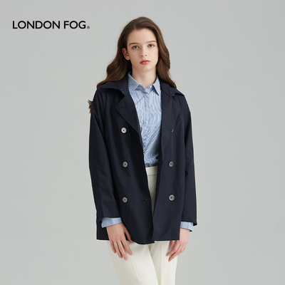 伦敦雾外套短款可脱卸帽风衣女