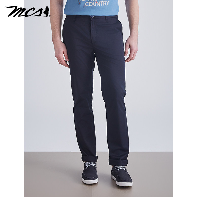 MCS男装美式简约休闲裤男百搭舒适长裤直筒春夏薄款微弹棉质裤子