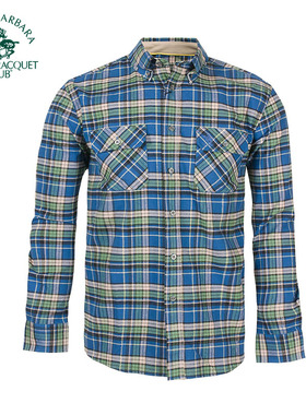 圣大保罗男装棉制格子大码商务休闲长袖衬衫秋冬款衬衣 PW12WH033