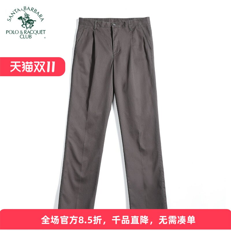 圣大保罗男装新款秋冬纯棉男士长裤单褶中腰直筒休闲裤PW19WP101M