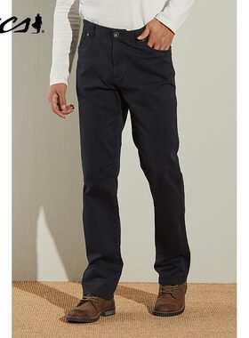 MCS万宝路男装合身直筒版微弹男士秋冬时尚商务做旧黑色休闲裤男