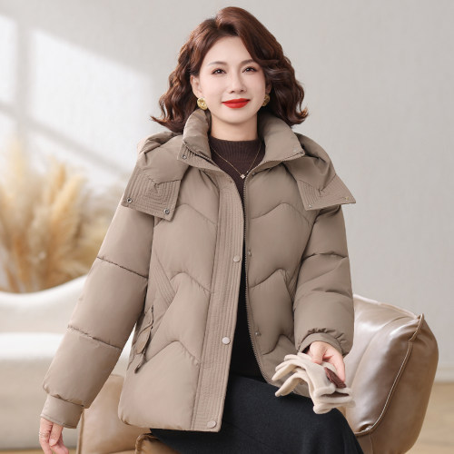妈妈棉服女短款2026年新款冬季大码宽松棉衣加厚保暖连帽棉袄外套