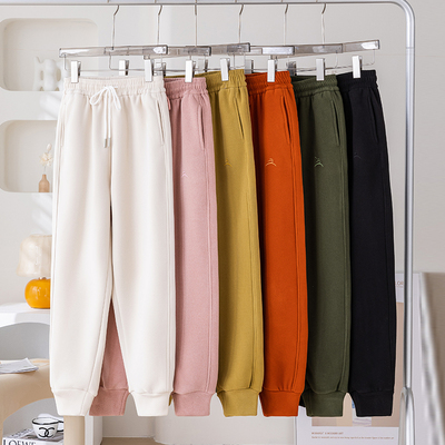 双面绒运动防风裤束脚卫裤