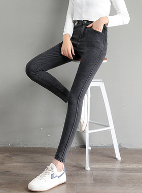 烟灰色打底裤女春秋薄款外穿2021年新款小脚显瘦百搭八分裤小个子