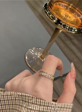 日韩高级感戒指锆石冷淡风精致女