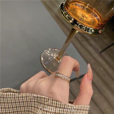 日韩高级感戒指锆石冷淡风精致女