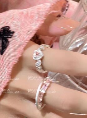 爱心情侣对戒锆石甜美女