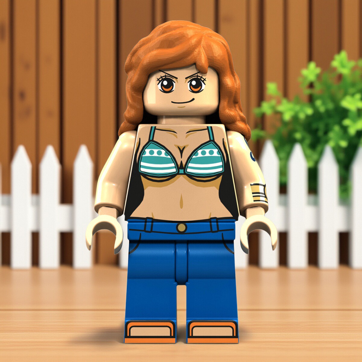 海贼王航海王人仔XP100娜美小贼猫第三方儿童益智拼装积木玩具