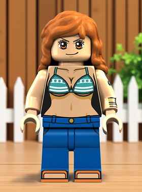 海贼王航海王人仔XP100娜美小贼猫第三方儿童益智拼装积木玩具