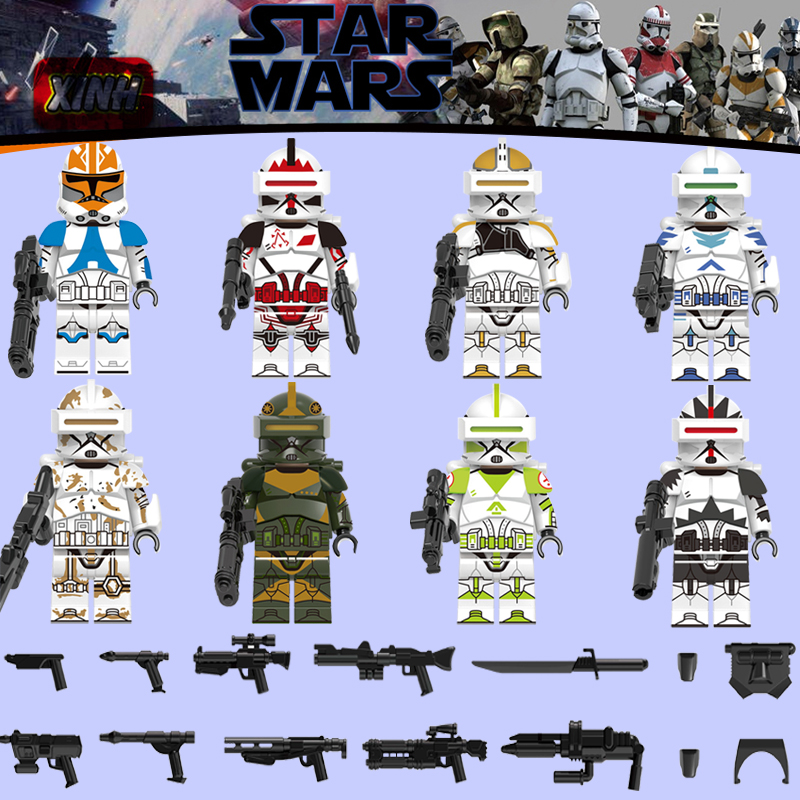 星球大战X0303克隆兵沙漠兵MOC背包光剑武器第三方人仔拼装积木