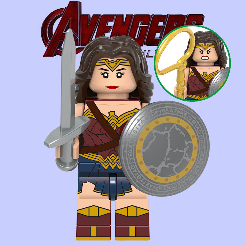 兼容乐高dc正义联盟超级英雄欣宏1697神奇女侠人仔积木双表情玩具