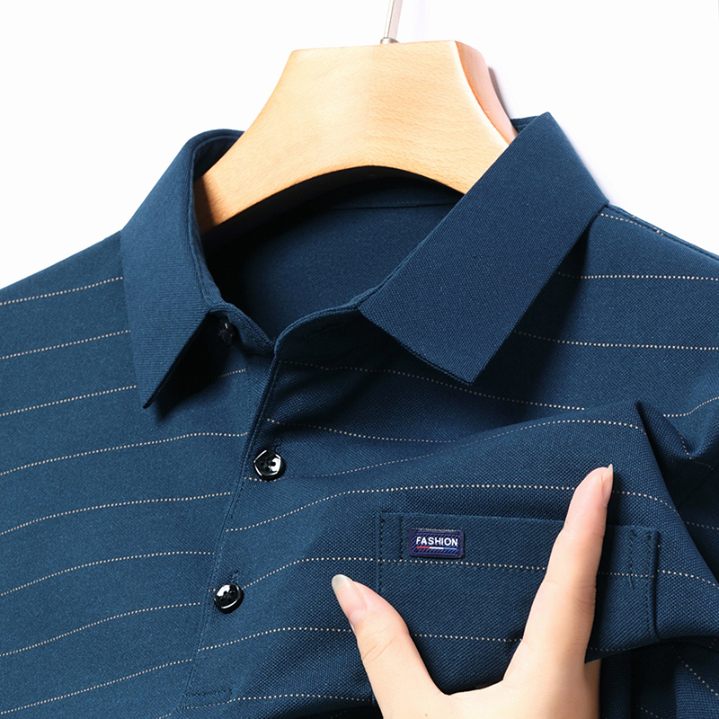 条纹长袖t恤真口袋秋冬加绒