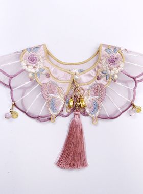 猫咪项圈蕾丝口水巾猫咪汉服配饰云肩猫咪生日拍照狗狗口水巾国潮