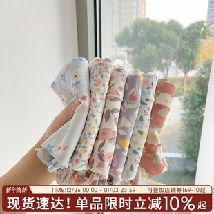 女舒适中高腰少女柔软透气棉 田园浪漫复古包臀内裤 碎花乌龙