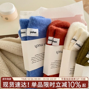 袜子女冬季 百搭纯色地板袜温暖仿貂绒 加绒中筒袜加厚保暖ins韩式