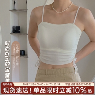 新款 吊带女内搭夏季 女士性感可外穿上衣 薄款 背心免穿文胸一体式
