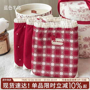 本命年红色内裤 抗菌裆可爱 女士棉质马年少女中腰包臀透气三角短裤