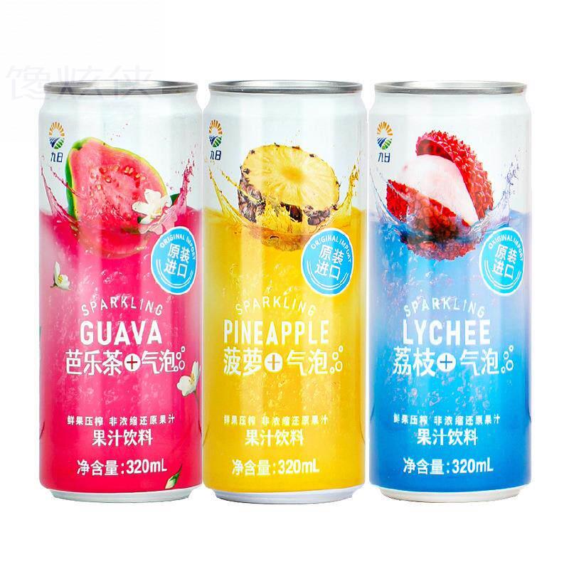 越南进口九日冰祖气泡果汁饮料菠萝芭乐茶荔枝味气泡水休闲饮品