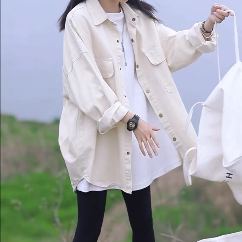 牛仔衬衫女春秋薄款2026年新款韩版宽松设计感小众中长版上衣外套