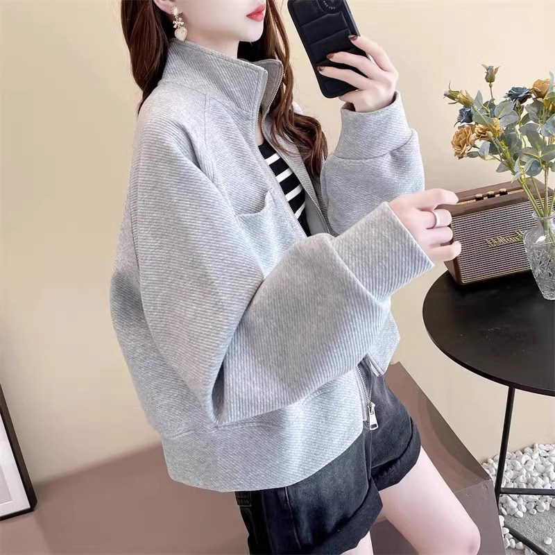 卫衣外套女秋冬季2025新款宽松慵懒风时尚洋气小个子拉炼开衫上衣