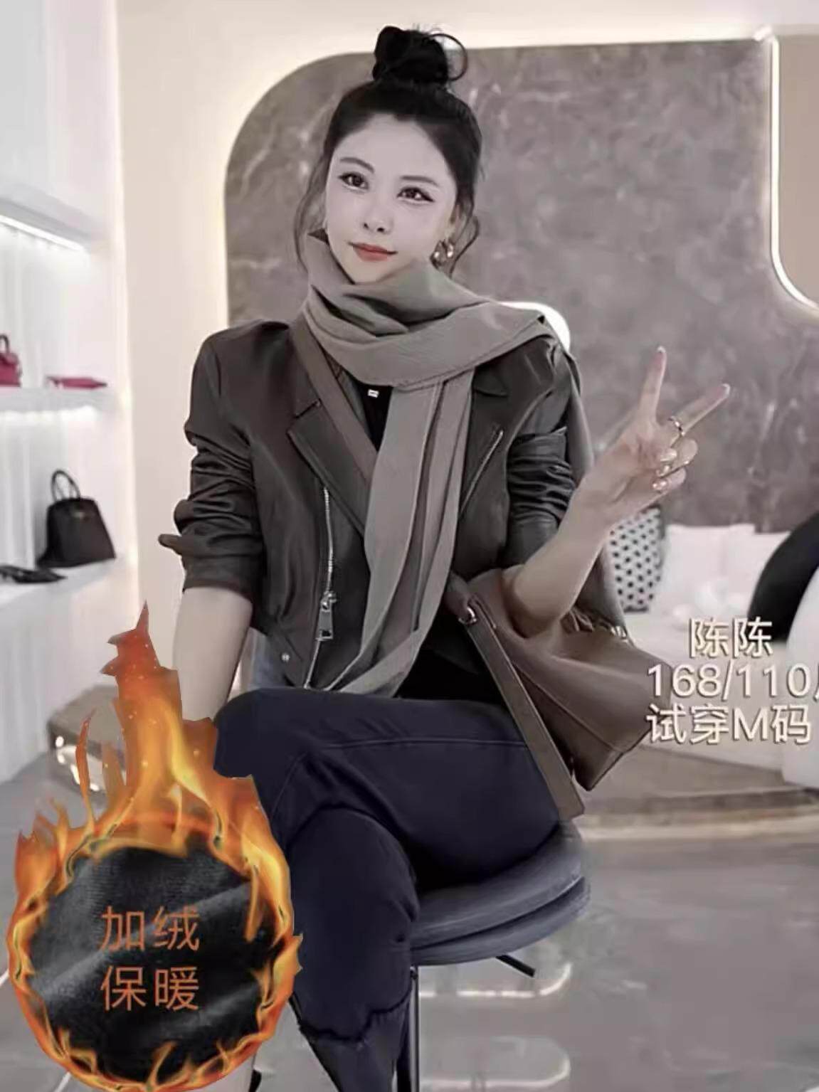 皮衣外套女秋冬季加绒2025新款高级感小个子短款休闲机车夹克上衣