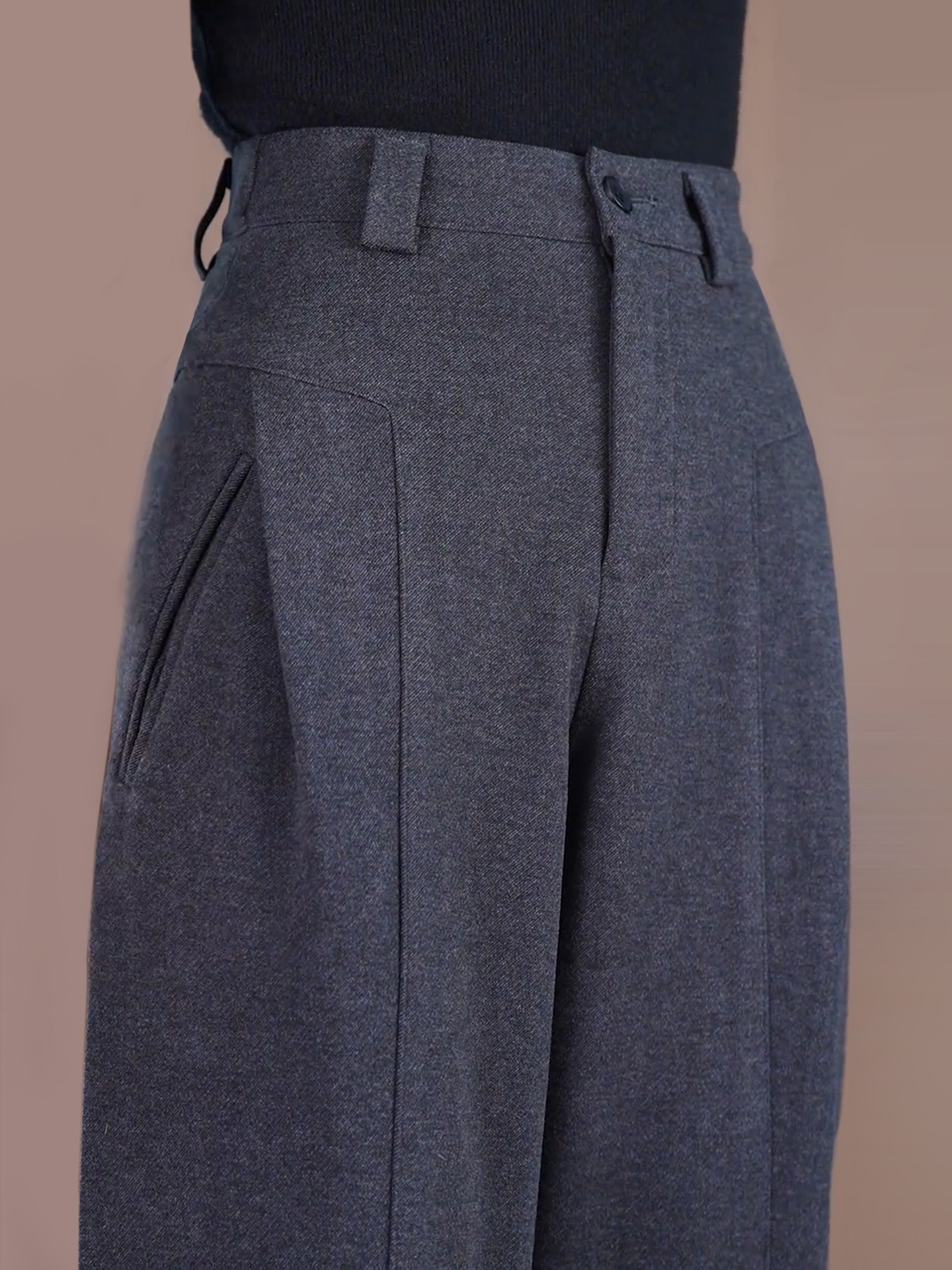 毛呢西装阔腿裤女秋冬加绒2025新款高腰直筒显瘦小个子拖地休闲裤