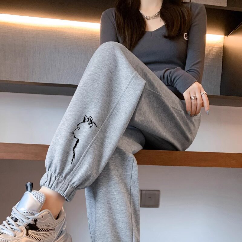 灰色运动裤女士夏季2026新款宽松束脚卫裤小个子休闲灯笼哈伦裤子