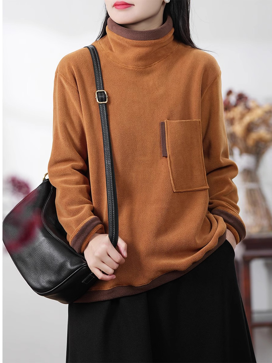 高领卫衣女秋冬加厚2025新款宽松大码慵懒风时尚洋气双面绒打底衫