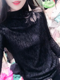 半高领打底衫女秋冬加绒2025新款内搭时尚洋气金丝绒长袖t恤上衣