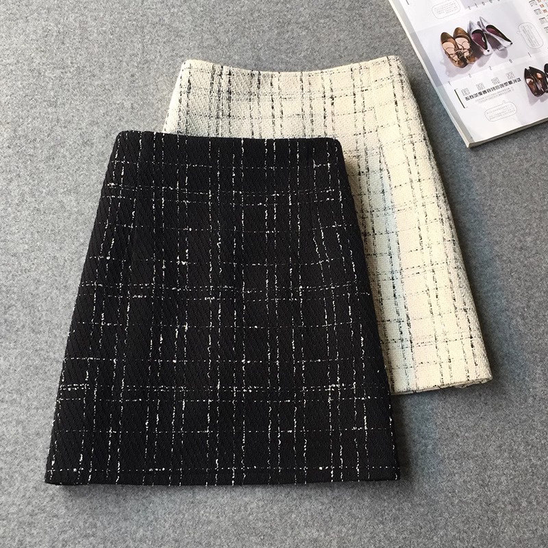 毛呢半身裙女秋冬季2025新款高腰显瘦a字短裙小个子黑色包臀裙子