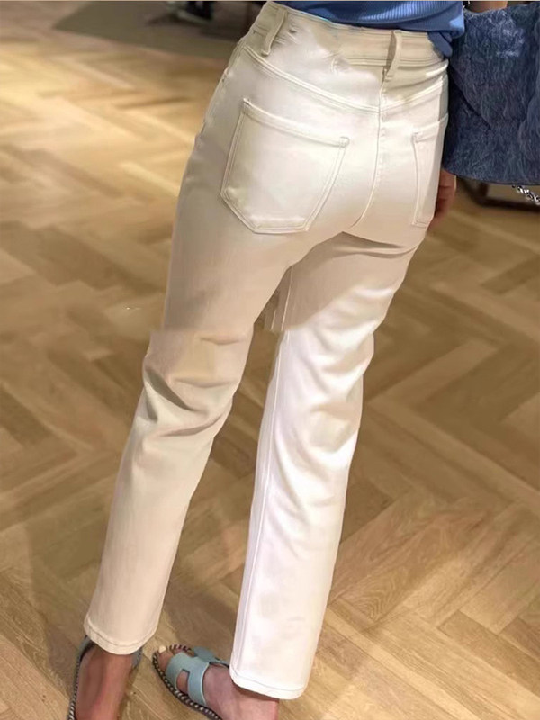 牛仔裤女秋冬加绒2025新款高腰垂感窄版直筒显瘦小个子法棍烟管裤