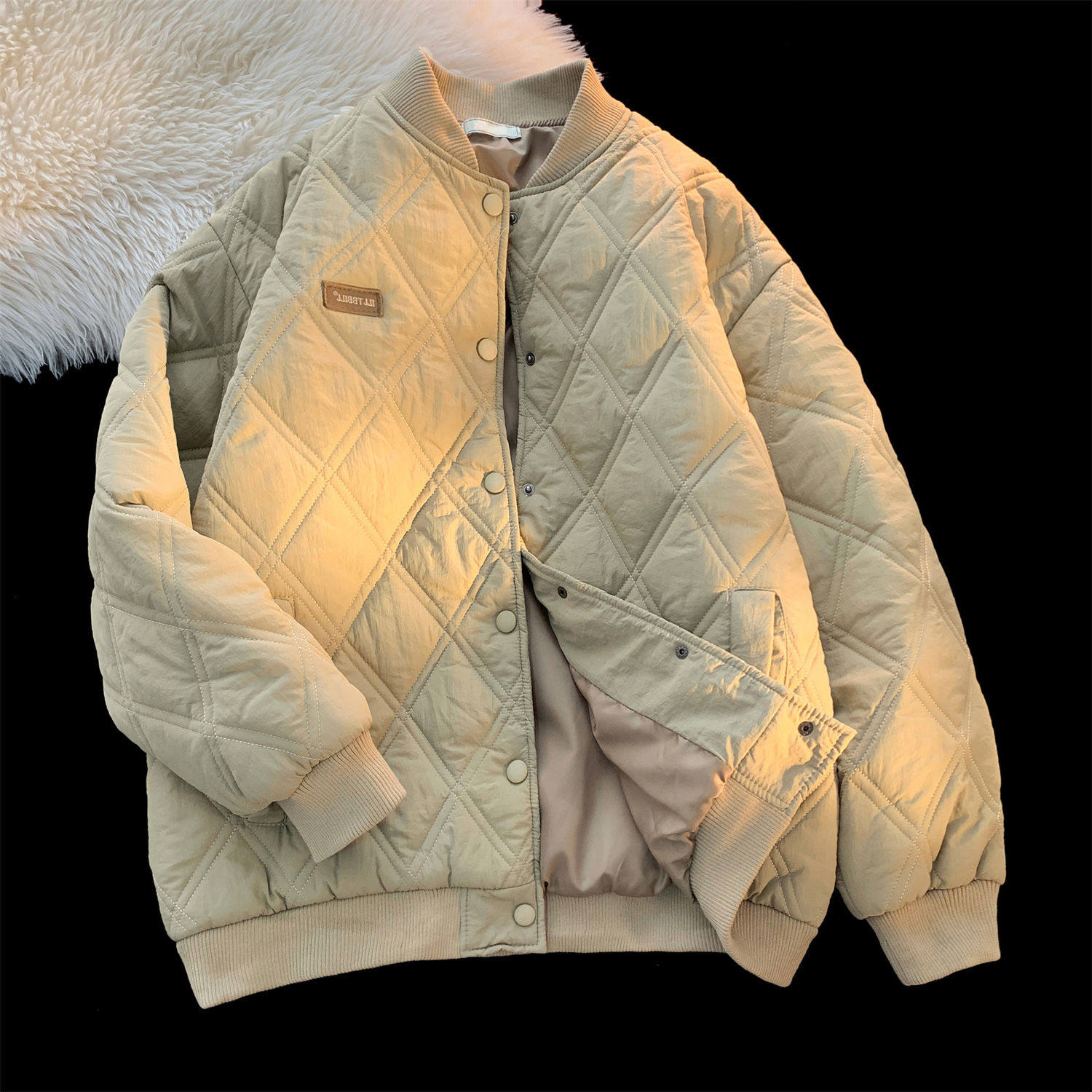 羽绒棉服女秋冬季加厚2025年新款菱格棉衣棉袄夹克棒球服夹棉外套