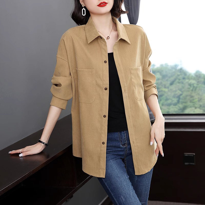 长袖衬衫女士春秋2025新款宽松大码中长款设计感小众衬衣上衣外套